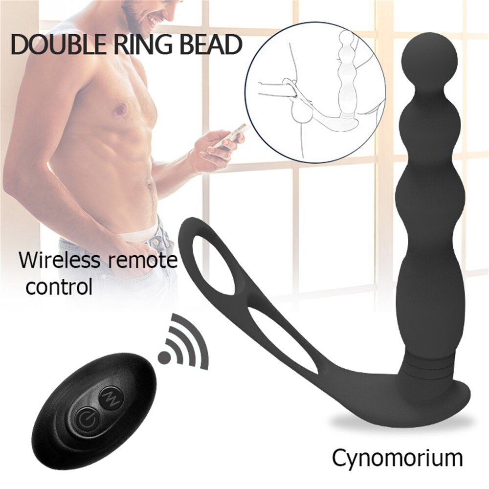 Silicone Anal Butt Plug  Pull Beads with Cock Ring Prostate Massager Anal Balls Vibration Heating  Erotic Anal Sex Toy for Adult - buysextoyth