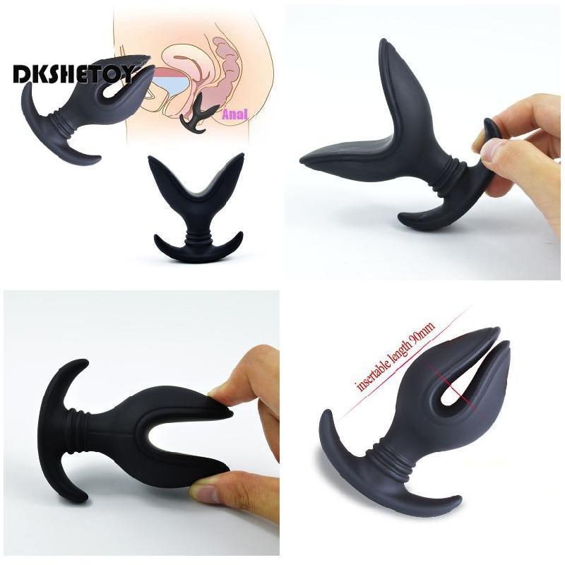 Silicone Anal Expander Backyard Sex Toys for Couples Beginner Black Waterproof Soft V Port Butt Plug Prostate Massager - buysextoyth