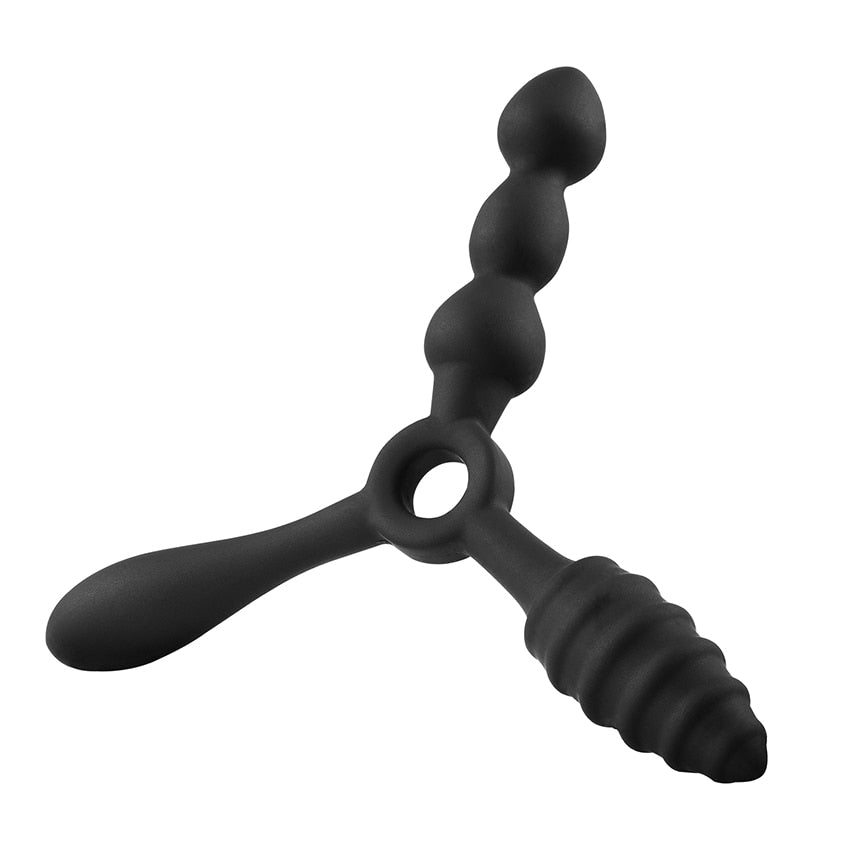 Silicone Butt Vagina Plug 3 In 1 Erotic Anal Sex Toy Anal Beads Butt Plug Anus Prostate Stimulator Massager Anal for Women Men - buysextoyth
