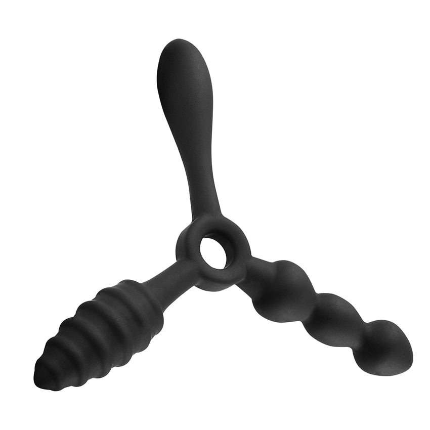 Silicone Butt Vagina Plug 3 In 1 Erotic Anal Sex Toy Anal Beads Butt Plug Anus Prostate Stimulator Massager Anal for Women Men - buysextoyth