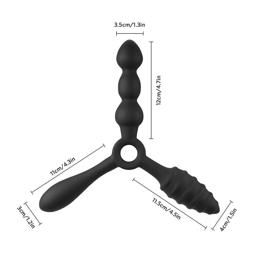 Silicone Butt Vagina Plug 3 In 1 Erotic Anal Sex Toy Anal Beads Butt Plug Anus Prostate Stimulator Massager Anal for Women Men - buysextoyth