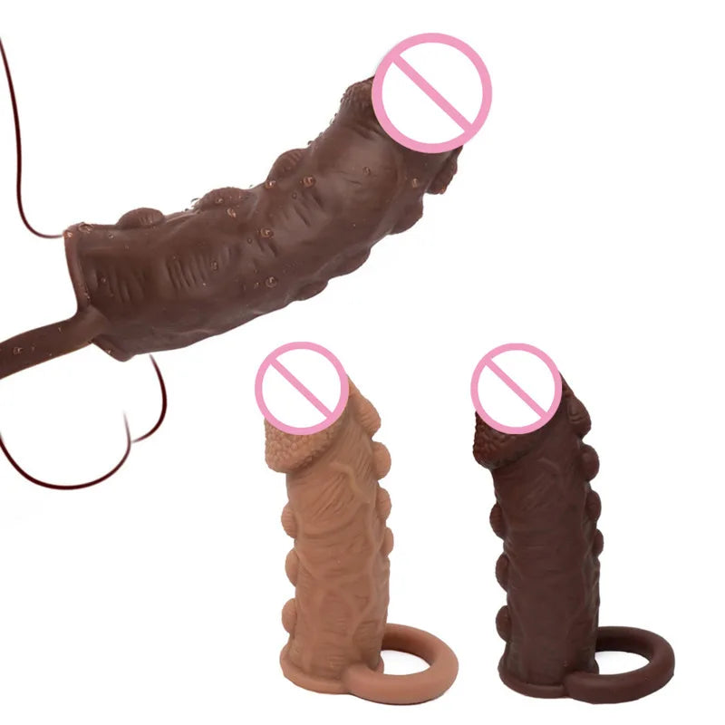 Silicone Penis Cover Reusable Condom Enlargement Extra Thick Penis Extender Cock Rings Sleeve Delay Ejaculation Sexitoys For Men - buysextoyth