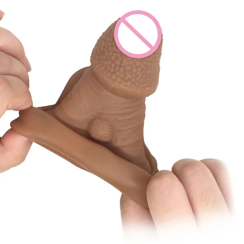 Silicone Penis Cover Reusable Condom Enlargement Extra Thick Penis Extender Cock Rings Sleeve Delay Ejaculation Sexitoys For Men - buysextoyth
