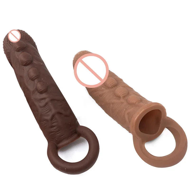 Silicone Penis Cover Reusable Condom Enlargement Extra Thick Penis Extender Cock Rings Sleeve Delay Ejaculation Sexitoys For Men - buysextoyth