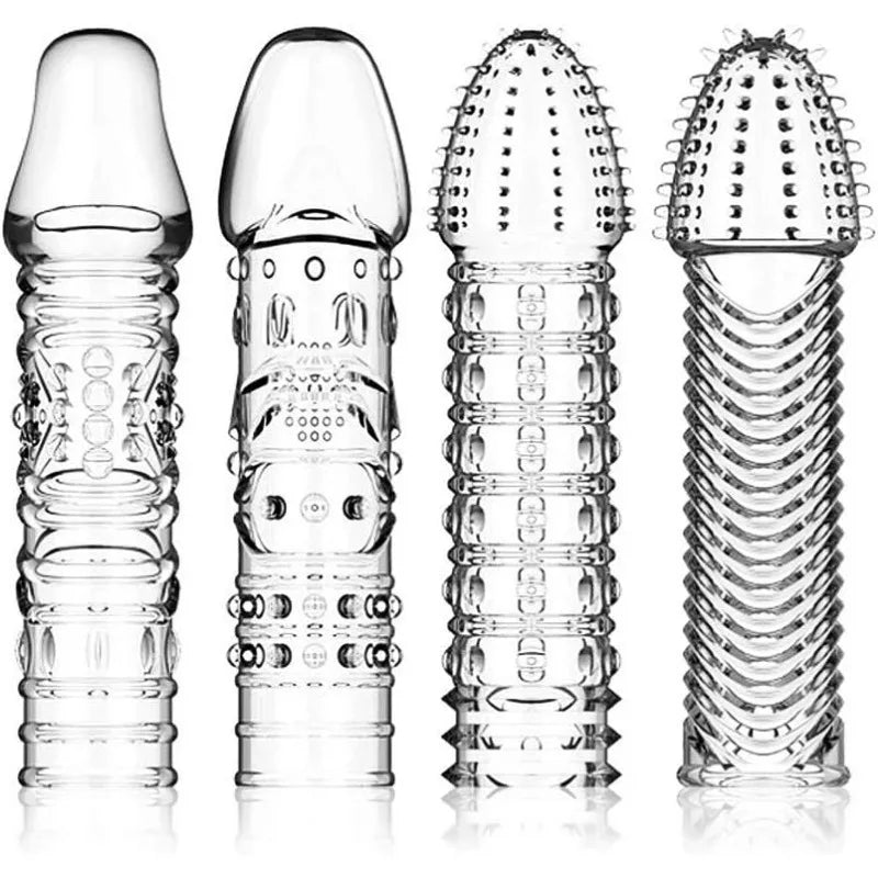 Silicone Penis Sleeves Reusable Condoms Cock Enlarger Penis Erection Sex Toy for Men Transparent Penis Enlargement Men Sex Toys - buysextoyth