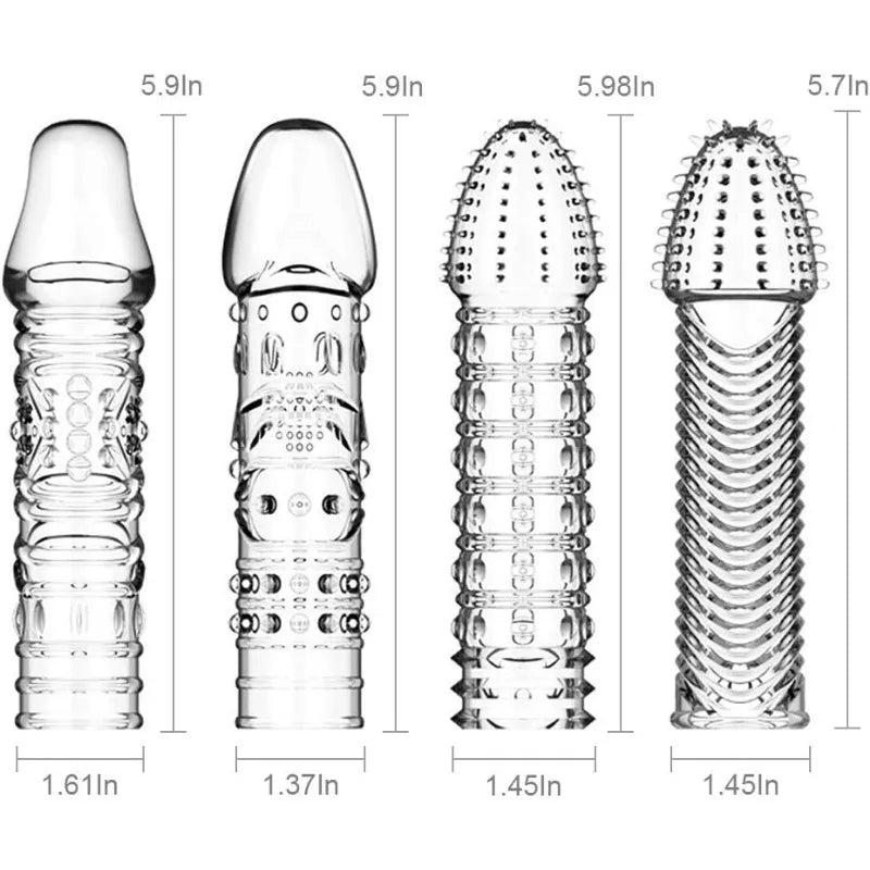 Silicone Penis Sleeves Reusable Condoms Cock Enlarger Penis Erection Sex Toy for Men Transparent Penis Enlargement Men Sex Toys - buysextoyth