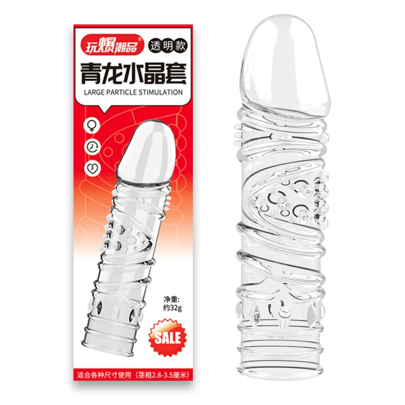 Silicone Penis Sleeves Reusable Condoms Cock Enlarger Penis Erection Sex Toy for Men Transparent Penis Enlargement Men Sex Toys - buysextoyth