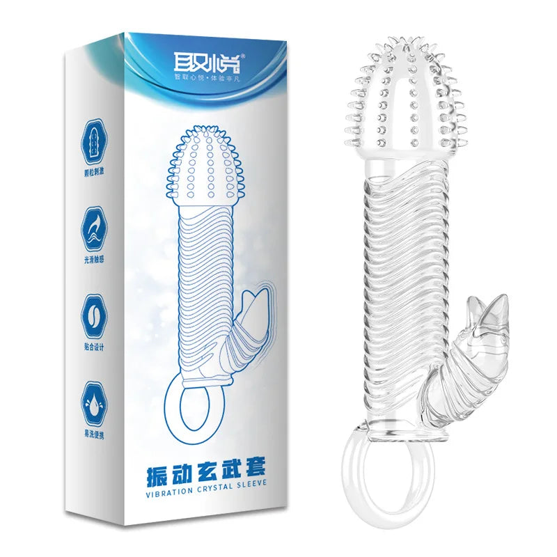 Silicone Penis Sleeves Reusable Condoms Cock Enlarger Penis Erection Sex Toy for Men Transparent Penis Enlargement Men Sex Toys - buysextoyth