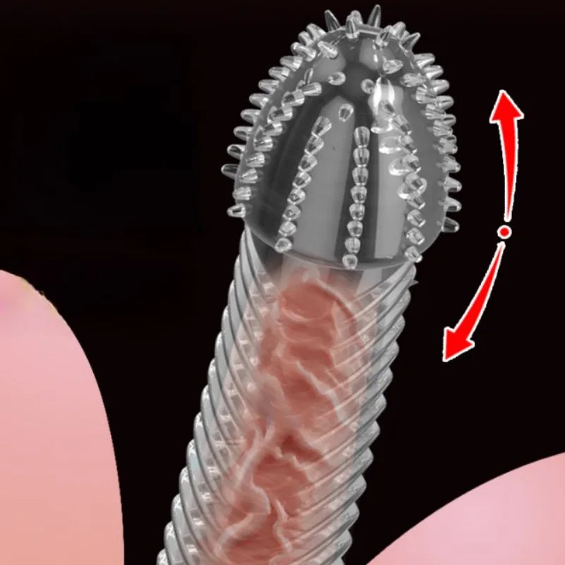 Silicone Penis Sleeves Reusable Condoms Cock Enlarger Penis Erection Sex Toy for Men Transparent Penis Enlargement Men Sex Toys - buysextoyth