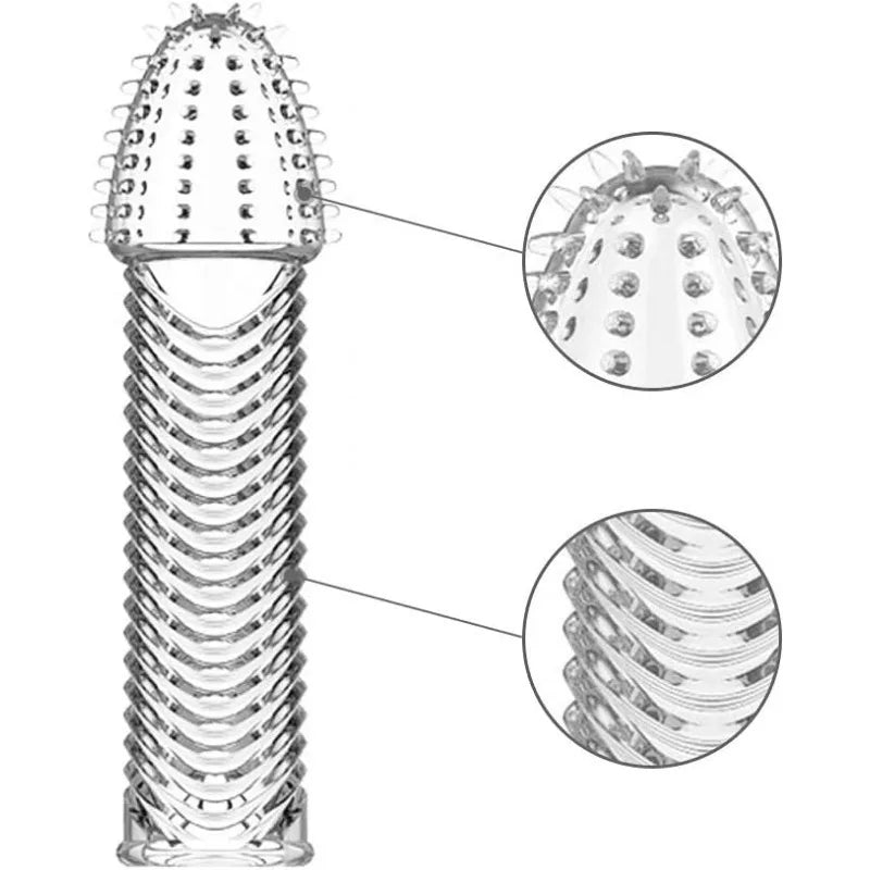Silicone Penis Sleeves Reusable Condoms Cock Enlarger Penis Erection Sex Toy for Men Transparent Penis Enlargement Men Sex Toys - buysextoyth
