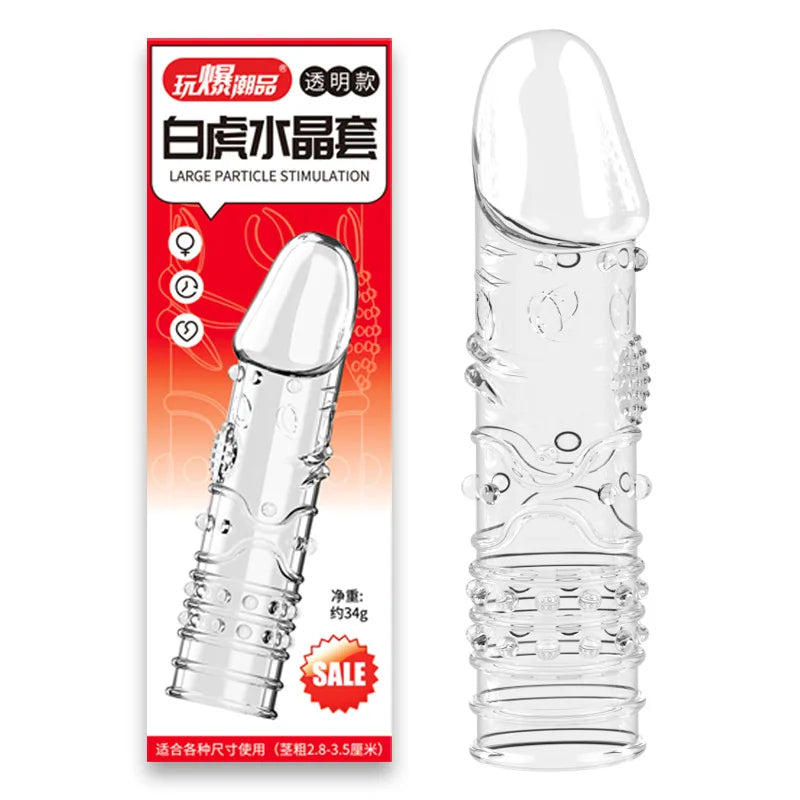 Silicone Penis Sleeves Reusable Condoms Cock Enlarger Penis Erection Sex Toy for Men Transparent Penis Enlargement Men Sex Toys - buysextoyth