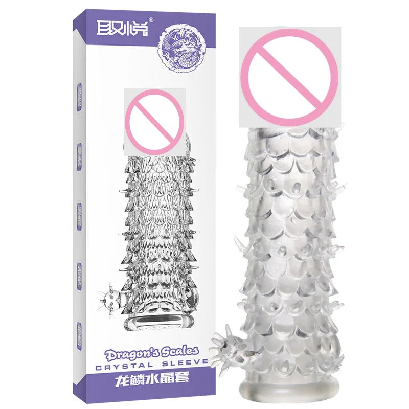 Silicone Penis Sleeves Reusable Condoms Cock Enlarger Penis Erection Sex Toy for Men Transparent Penis Enlargement Men Sex Toys - buysextoyth
