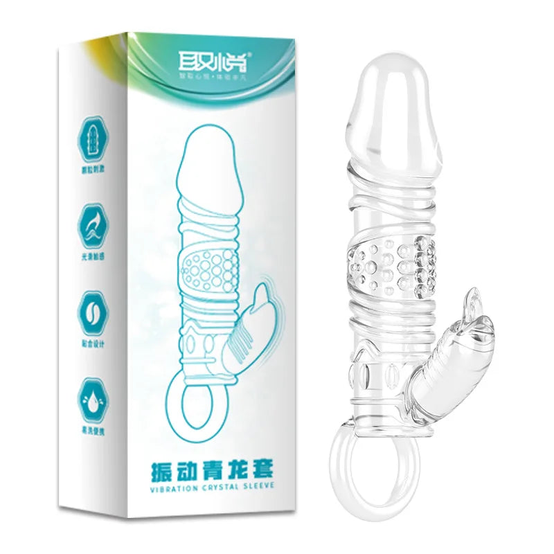 Silicone Penis Sleeves Reusable Condoms Cock Enlarger Penis Erection Sex Toy for Men Transparent Penis Enlargement Men Sex Toys - buysextoyth