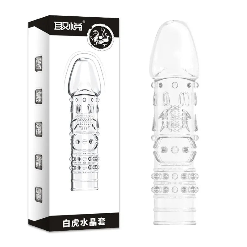 Silicone Penis Sleeves Reusable Condoms Cock Enlarger Penis Erection Sex Toy for Men Transparent Penis Enlargement Men Sex Toys - buysextoyth