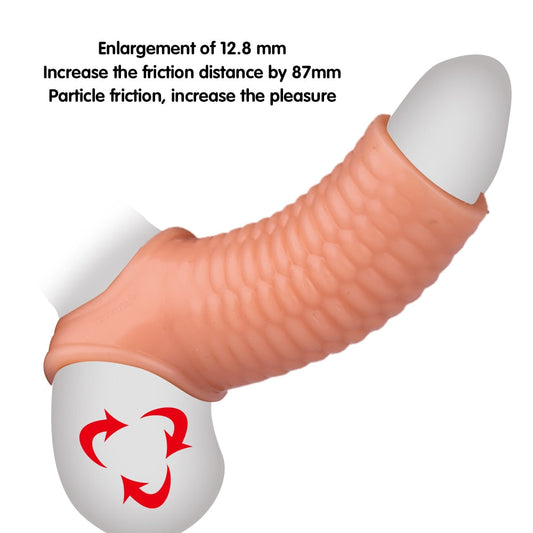 Silicone Reusable Penis Sleeve Flexible Glans Penis Enlarger Extender Delay Ejaculation Cock Ring Sleeve Adult Sex Toys for Men - buysextoyth