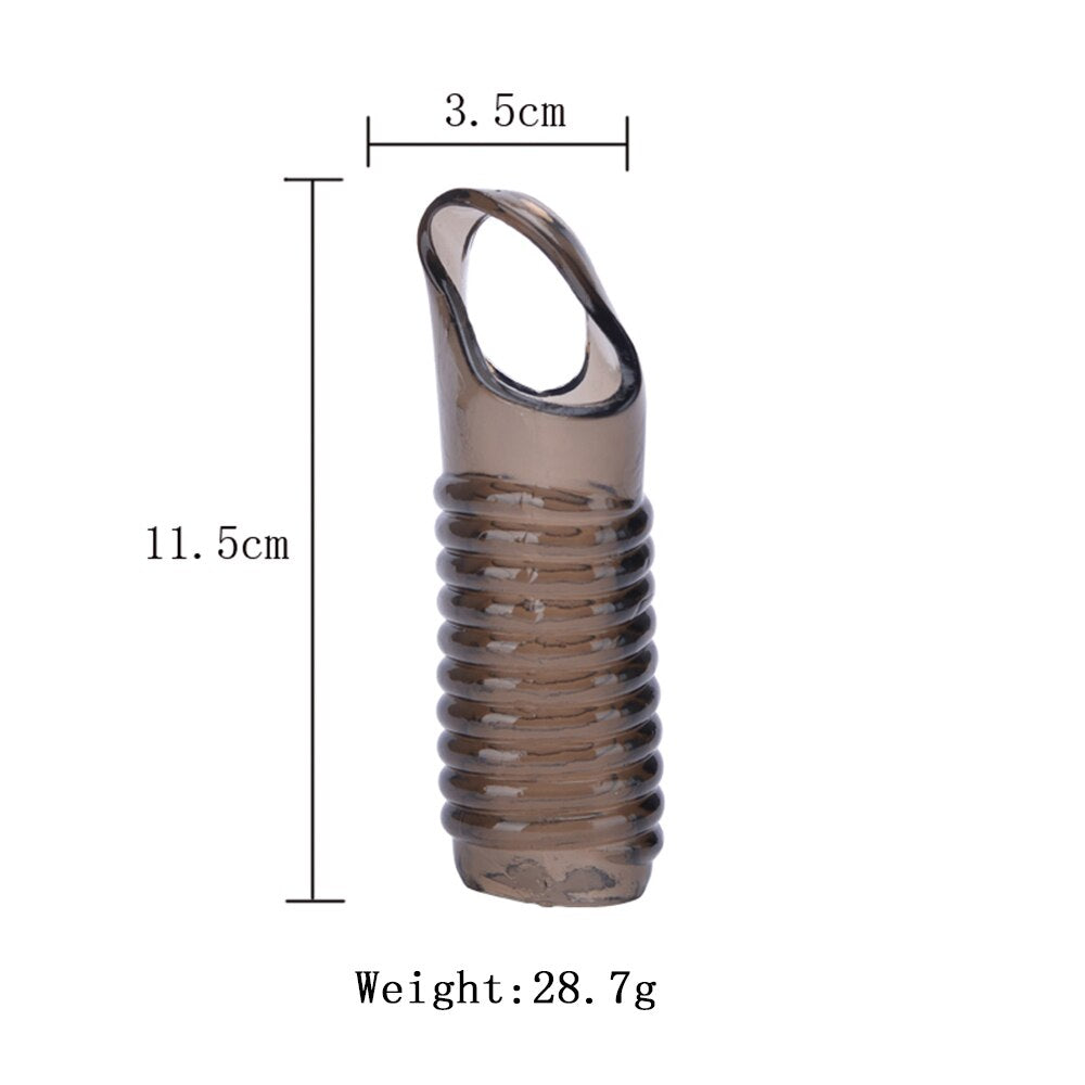Silicone Reusable Penis Sleeve Flexible Glans Penis Enlarger Extender Delay Ejaculation Cock Ring Sleeve Adult Sex Toys for Men - buysextoyth