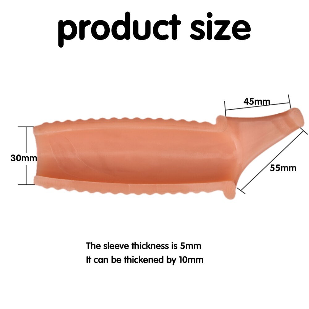 Silicone Reusable Penis Sleeve Flexible Glans Penis Enlarger Extender Delay Ejaculation Cock Ring Sleeve Adult Sex Toys for Men - buysextoyth