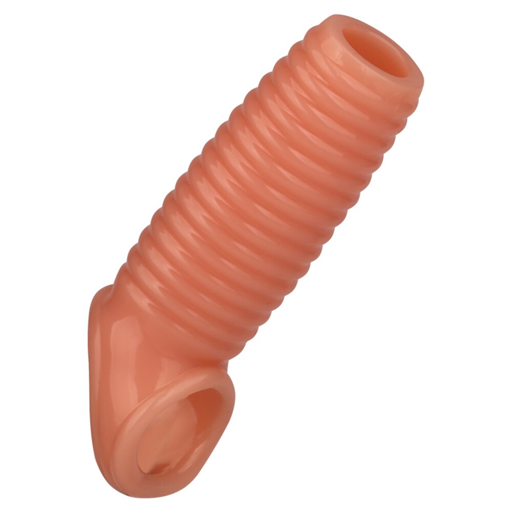 Silicone Reusable Penis Sleeve Flexible Glans Penis Enlarger Extender Delay Ejaculation Cock Ring Sleeve Adult Sex Toys for Men - buysextoyth