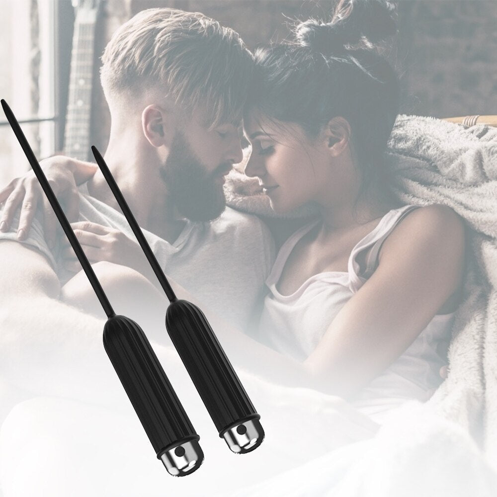 Silicone Urethral Dilators Penis Plug 10 Speed Vibrating Insertion Urethral Plug Catheter Sounds Vibrator Sex Toys for Men Adult - buysextoyth