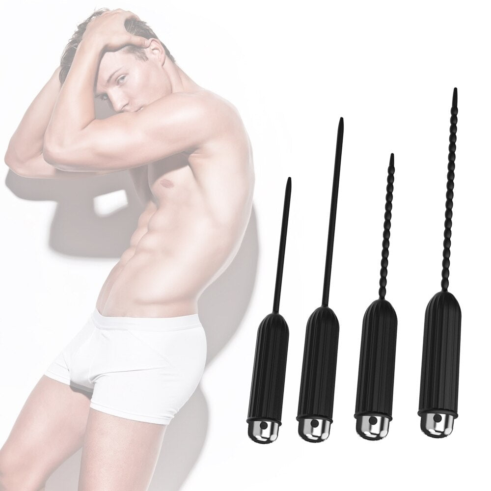 Silicone Urethral Dilators Penis Plug 10 Speed Vibrating Insertion Urethral Plug Catheter Sounds Vibrator Sex Toys for Men Adult - buysextoyth