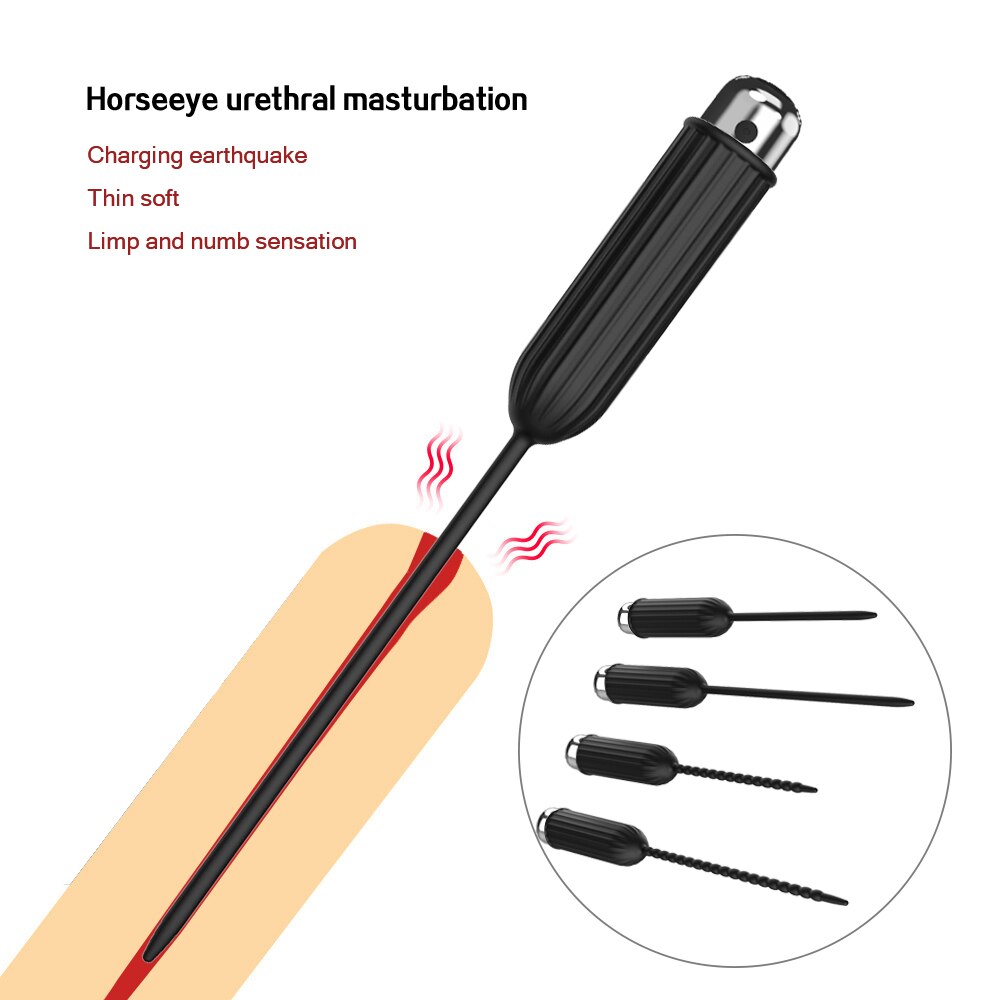 Silicone Urethral Dilators Penis Plug 10 Speed Vibrating Insertion Urethral Plug Catheter Sounds Vibrator Sex Toys for Men Adult - buysextoyth