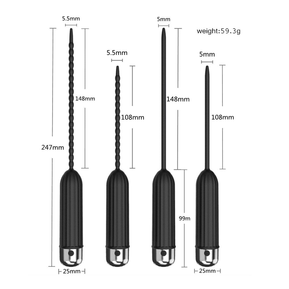 Silicone Urethral Dilators Penis Plug 10 Speed Vibrating Insertion Urethral Plug Catheter Sounds Vibrator Sex Toys for Men Adult - buysextoyth