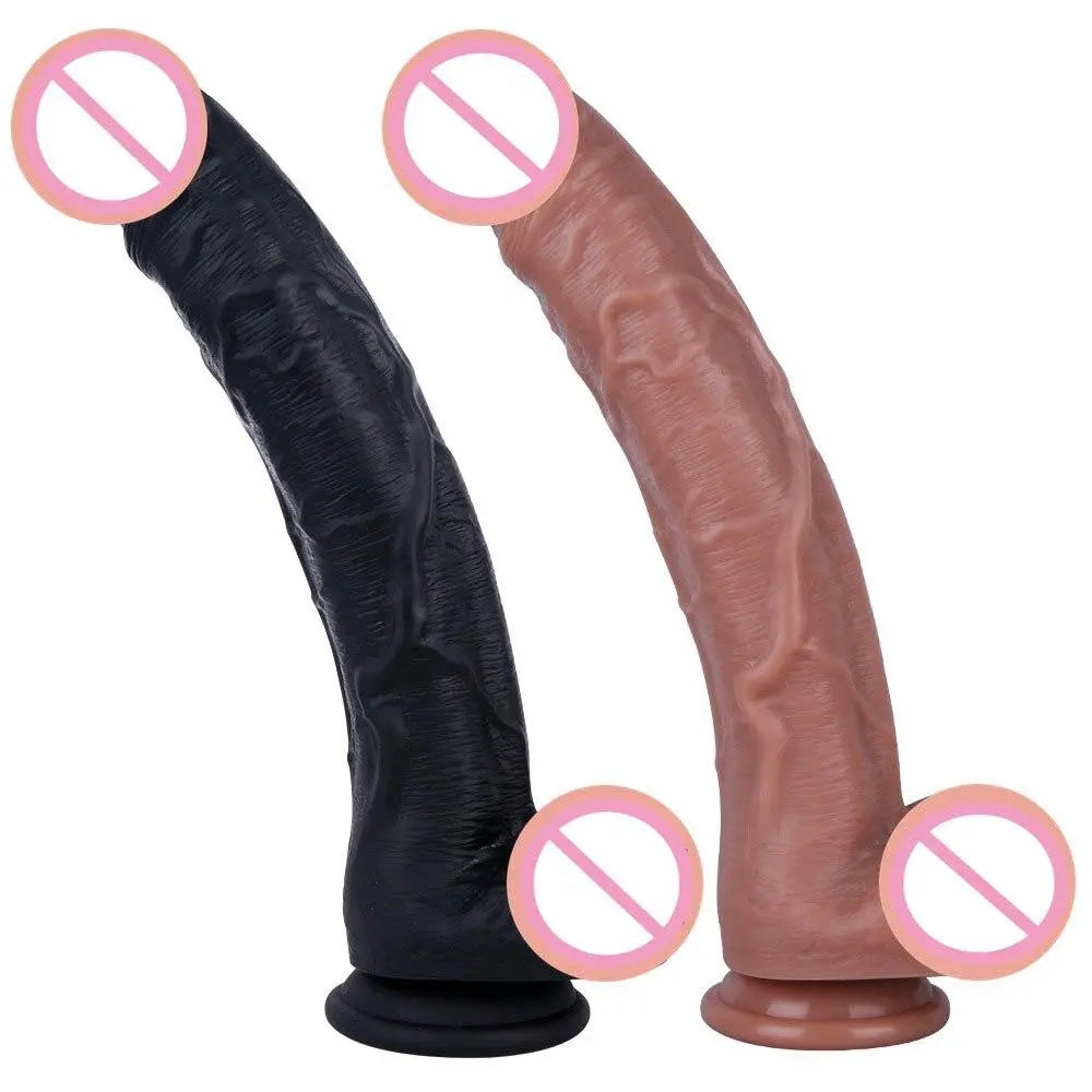 Skin Feeling Liquid Silicone Realistic XXL Dildo Soft Material Black Huge Penis Dick Suction Cup Sex Toys for Woman Masturbation - buysextoyth