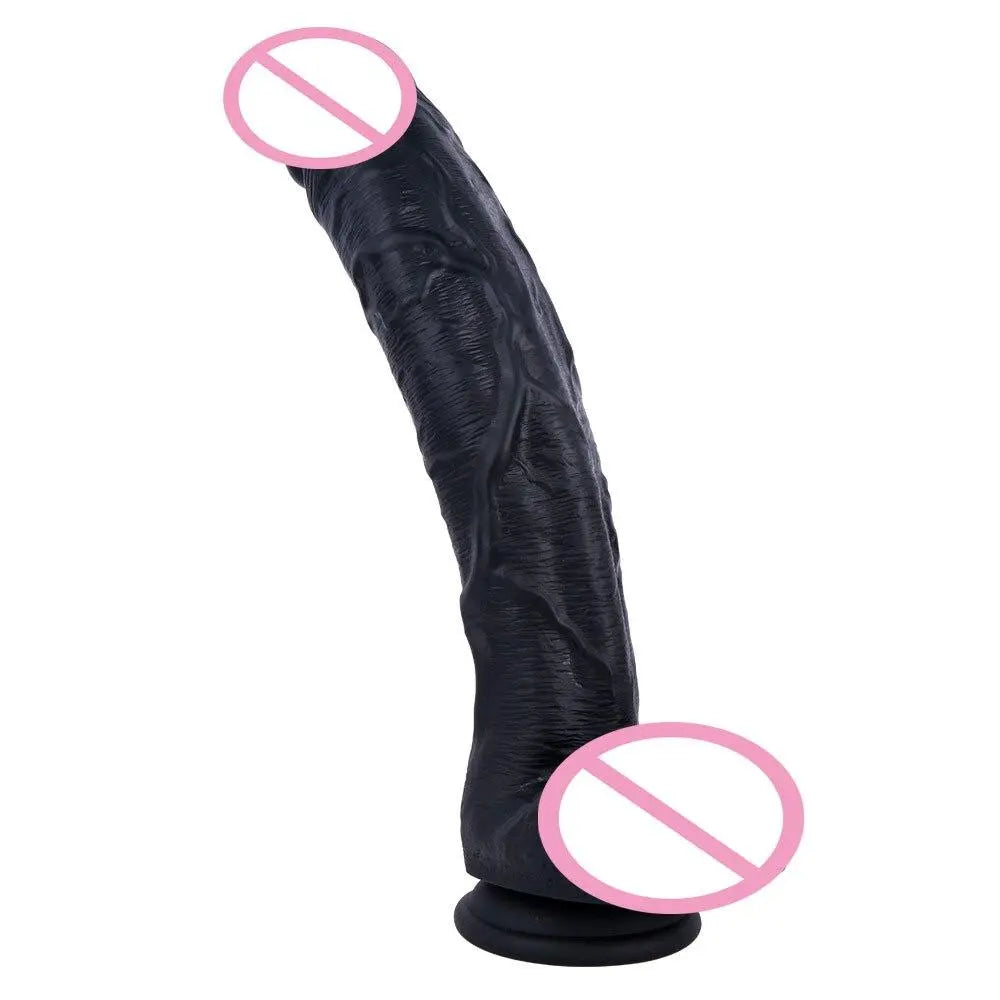 Skin Feeling Liquid Silicone Realistic XXL Dildo Soft Material Black Huge Penis Dick Suction Cup Sex Toys for Woman Masturbation - buysextoyth