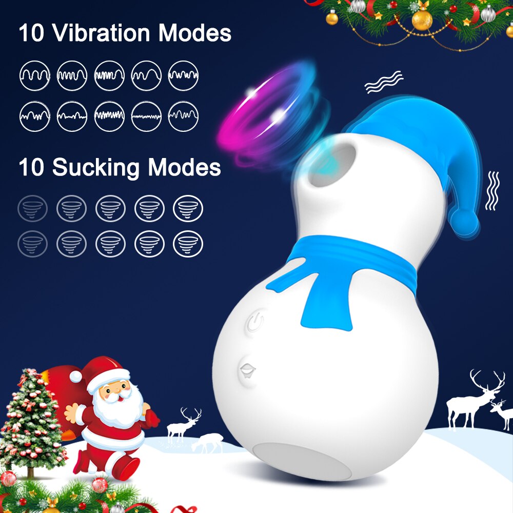 Snowman Clit Sucker Vibrator เซ็กซ์ทอยสำหรับผู้หญิงผู้ใหญ่18หัวนมคริสต์มาสหญิง Clitoris สูญญากาศกระตุ้นอมควย Oral - buysextoyth