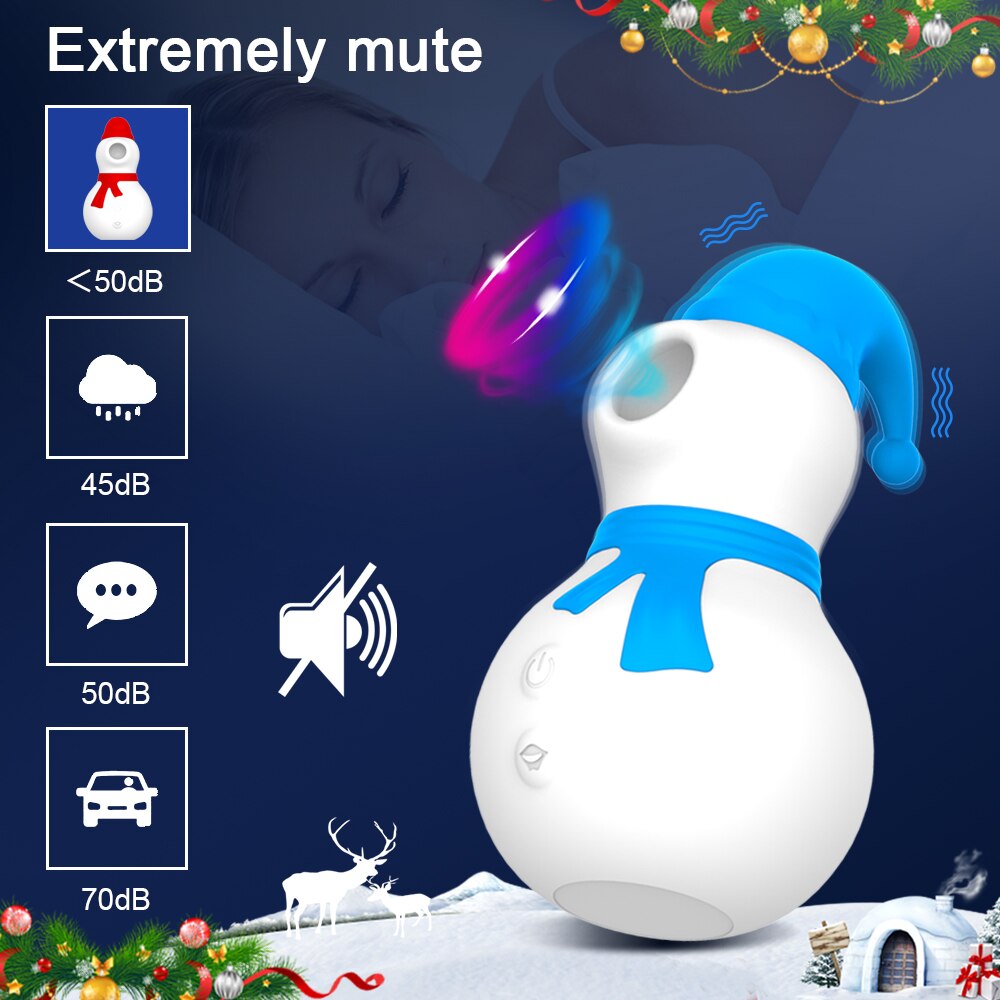Snowman Clit Sucker Vibrator เซ็กซ์ทอยสำหรับผู้หญิงผู้ใหญ่18หัวนมคริสต์มาสหญิง Clitoris สูญญากาศกระตุ้นอมควย Oral - buysextoyth