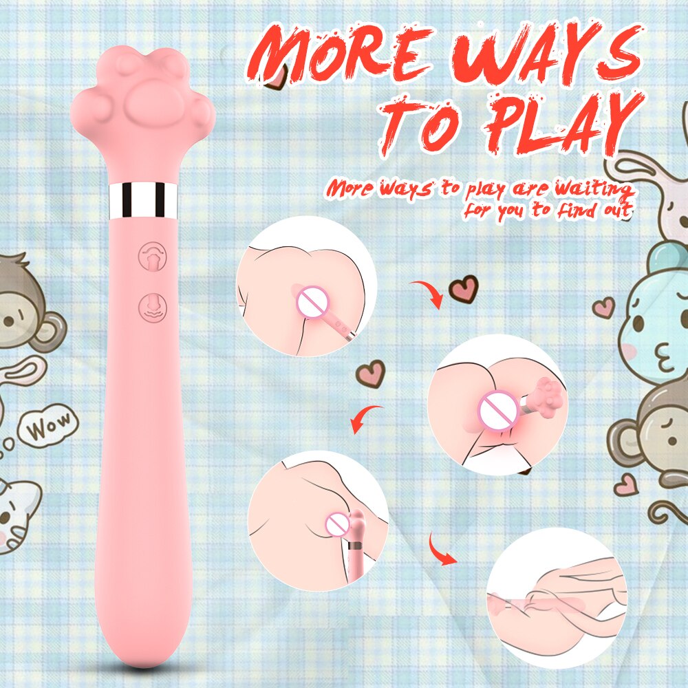 Soft น่ารัก Cat Claw Double Vibrator ซิลิโคนกันน้ำ Wand Masturbator เพศของเล่นสำหรับหญิงช่องคลอด G-Spot Anal นวด Shop - buysextoyth