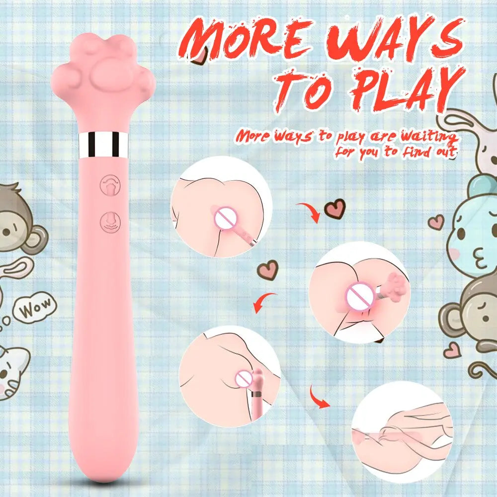 Soft น่ารัก Cat Claw Double Vibrator ซิลิโคนกันน้ำ Wand Masturbator เพศของเล่นสำหรับหญิงช่องคลอด G-Spot Anal นวด Shop - buysextoyth