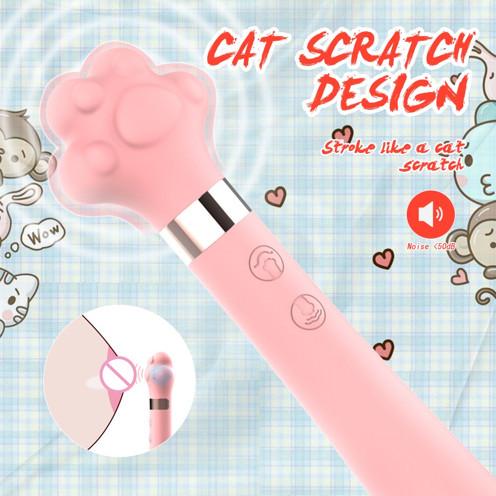 Soft น่ารัก Cat Claw Double Vibrator ซิลิโคนกันน้ำ Wand Masturbator เพศของเล่นสำหรับหญิงช่องคลอด G-Spot Anal นวด Shop - buysextoyth