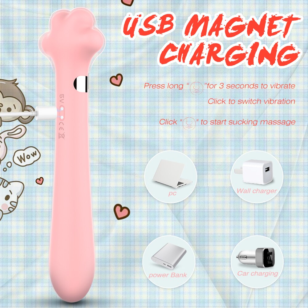 Soft น่ารัก Cat Claw Double Vibrator ซิลิโคนกันน้ำ Wand Masturbator เพศของเล่นสำหรับหญิงช่องคลอด G-Spot Anal นวด Shop - buysextoyth