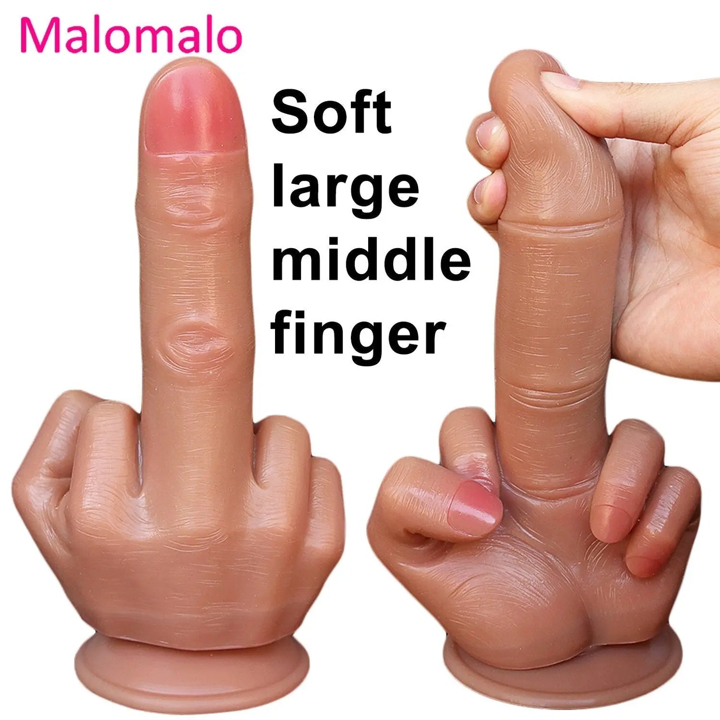 ขนาดใหญ่ Spoof กลางนิ้วมือของขวัญหนา Dildo เกย์นุ่มซิลิโคน Dick Big ดูดถ้วยประดิษฐ์ Penis Anal เสียบของเล่นเพศสำหรับสตรี - buysextoyth