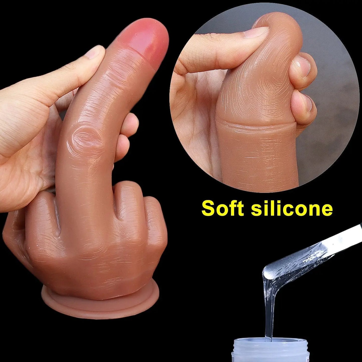 ขนาดใหญ่ Spoof กลางนิ้วมือของขวัญหนา Dildo เกย์นุ่มซิลิโคน Dick Big ดูดถ้วยประดิษฐ์ Penis Anal เสียบของเล่นเพศสำหรับสตรี - buysextoyth