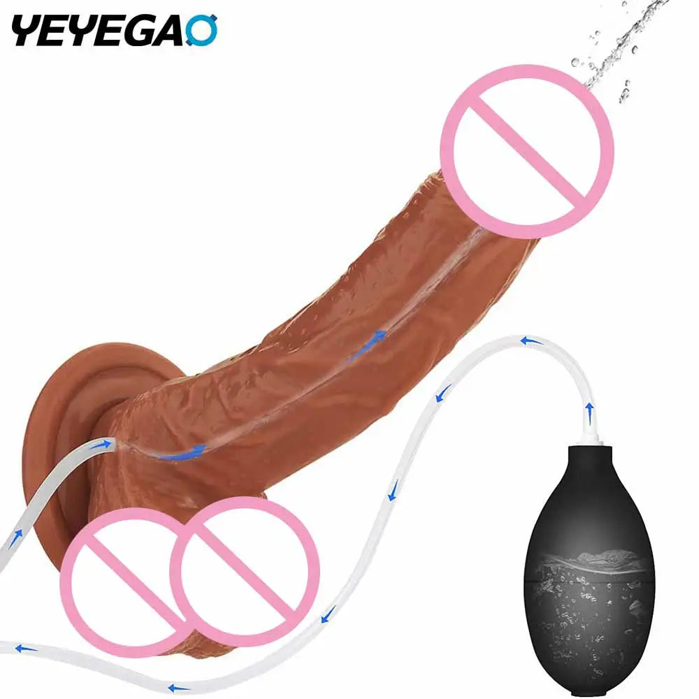 สมจริง Squirting Dildo Ejaculating อวัยวะเพศชายสำหรับผู้เริ่มต้น.นุ่ม Dildo โค้งและลูกผู้หญิง G-Spot Anal Prostate - buysextoyth