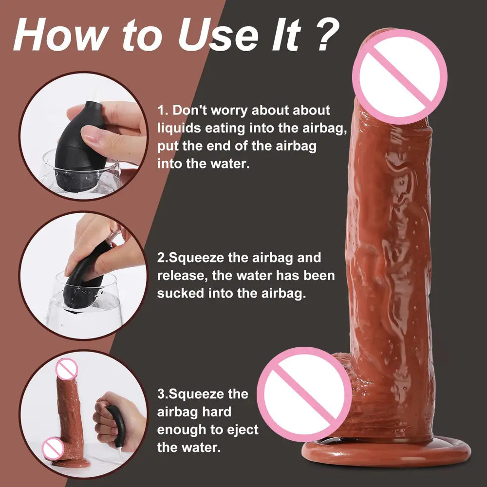 สมจริง Squirting Dildo Ejaculating อวัยวะเพศชายสำหรับผู้เริ่มต้น.นุ่ม Dildo โค้งและลูกผู้หญิง G-Spot Anal Prostate - buysextoyth