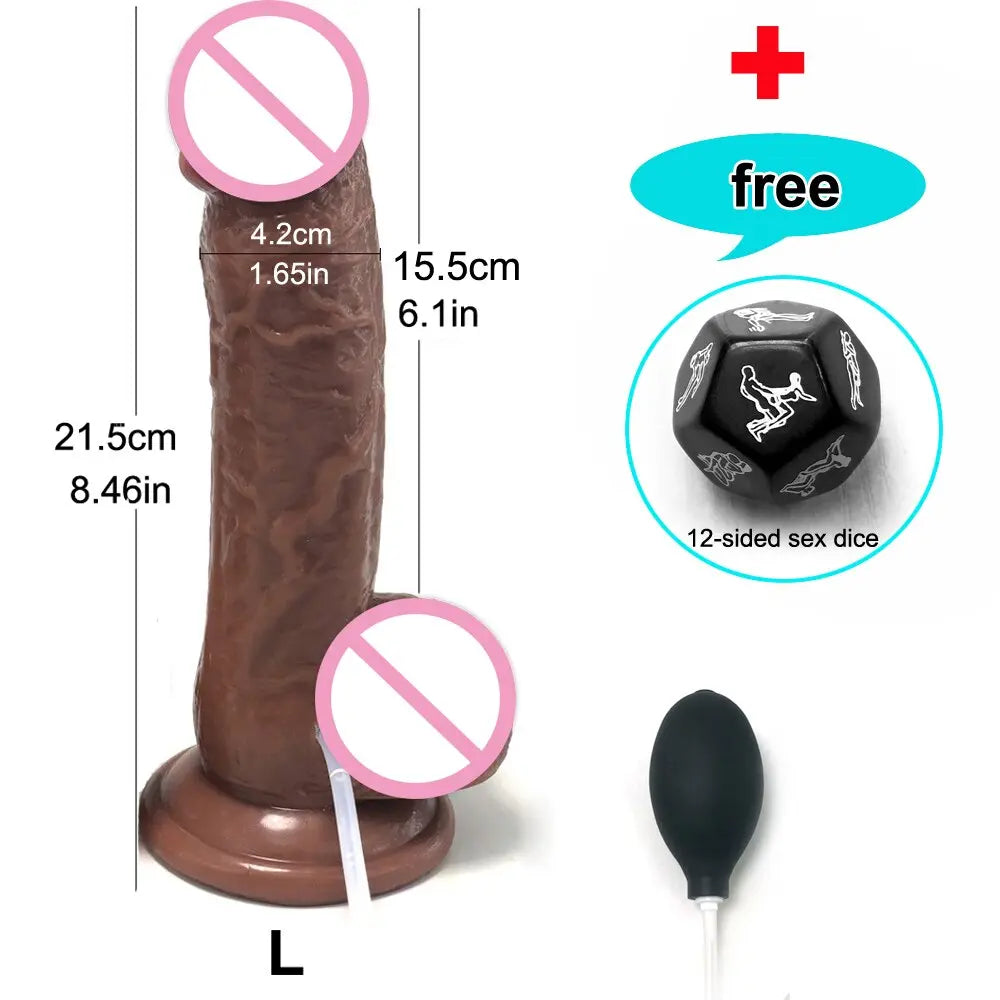 สมจริง Squirting Dildo Ejaculating อวัยวะเพศชายสำหรับผู้เริ่มต้น.นุ่ม Dildo โค้งและลูกผู้หญิง G-Spot Anal Prostate - buysextoyth