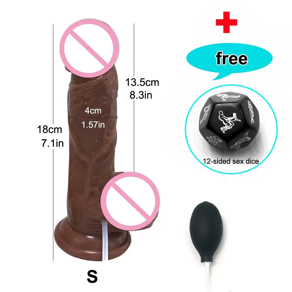 สมจริง Squirting Dildo Ejaculating อวัยวะเพศชายสำหรับผู้เริ่มต้น.นุ่ม Dildo โค้งและลูกผู้หญิง G-Spot Anal Prostate - buysextoyth