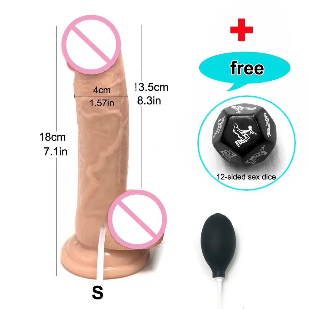 สมจริง Squirting Dildo Ejaculating อวัยวะเพศชายสำหรับผู้เริ่มต้น.นุ่ม Dildo โค้งและลูกผู้หญิง G-Spot Anal Prostate - buysextoyth