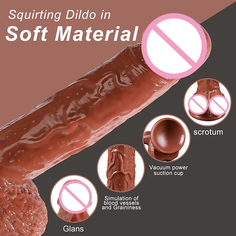 สมจริง Squirting Dildo Ejaculating อวัยวะเพศชายสำหรับผู้เริ่มต้น.นุ่ม Dildo โค้งและลูกผู้หญิง G-Spot Anal Prostate - buysextoyth