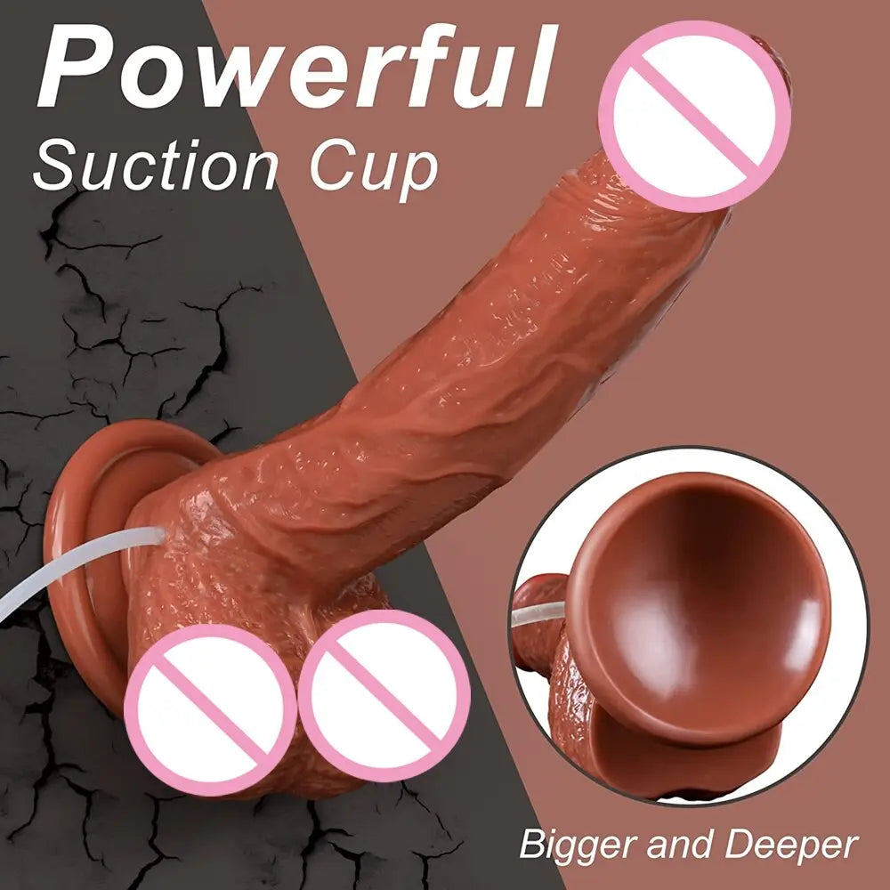 สมจริง Squirting Dildo Ejaculating อวัยวะเพศชายสำหรับผู้เริ่มต้น.นุ่ม Dildo โค้งและลูกผู้หญิง G-Spot Anal Prostate - buysextoyth
