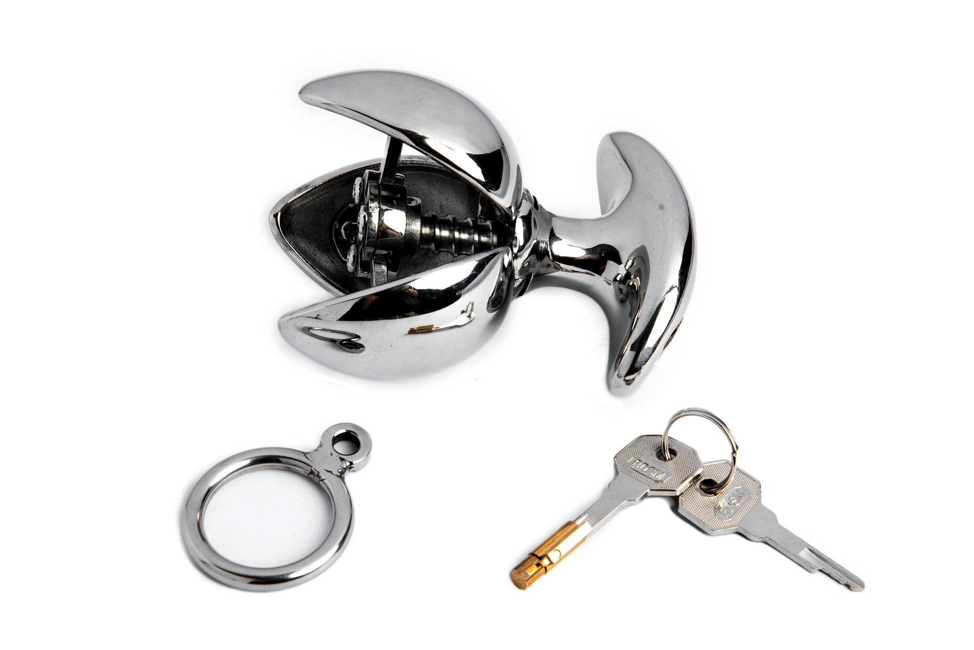 Stainless Steel Anal Lock.Anal Vaginal Dilator.Openable Anal Plugs Heavy Anus Beads Lock. Anal Sex Toys. Adult Game M096 - buysextoyth