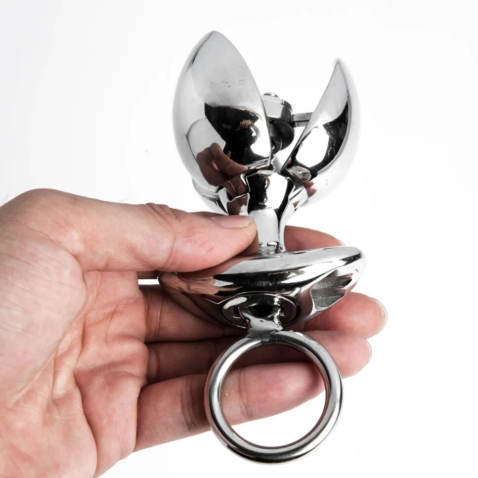 Stainless Steel Anal Lock.Anal Vaginal Dilator.Openable Anal Plugs Heavy Anus Beads Lock. Anal Sex Toys. Adult Game M096 - buysextoyth