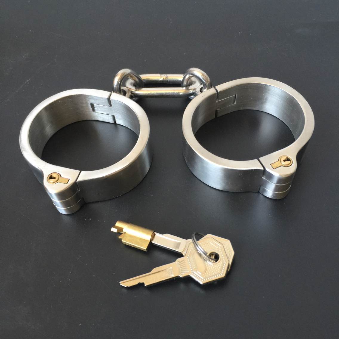 Stainless Steel Slave Flirt Wrist Handcuffs Ankle Cuffs Neck Collar Chain BDSM Shackle Bondage Invisiable Lock Fetish Sex Toys - buysextoyth