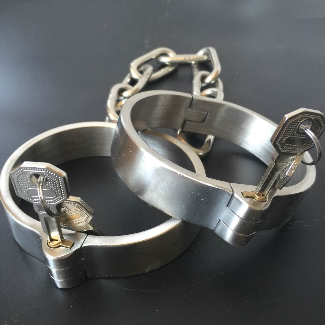 Stainless Steel Slave Flirt Wrist Handcuffs Ankle Cuffs Neck Collar Chain BDSM Shackle Bondage Invisiable Lock Fetish Sex Toys - buysextoyth