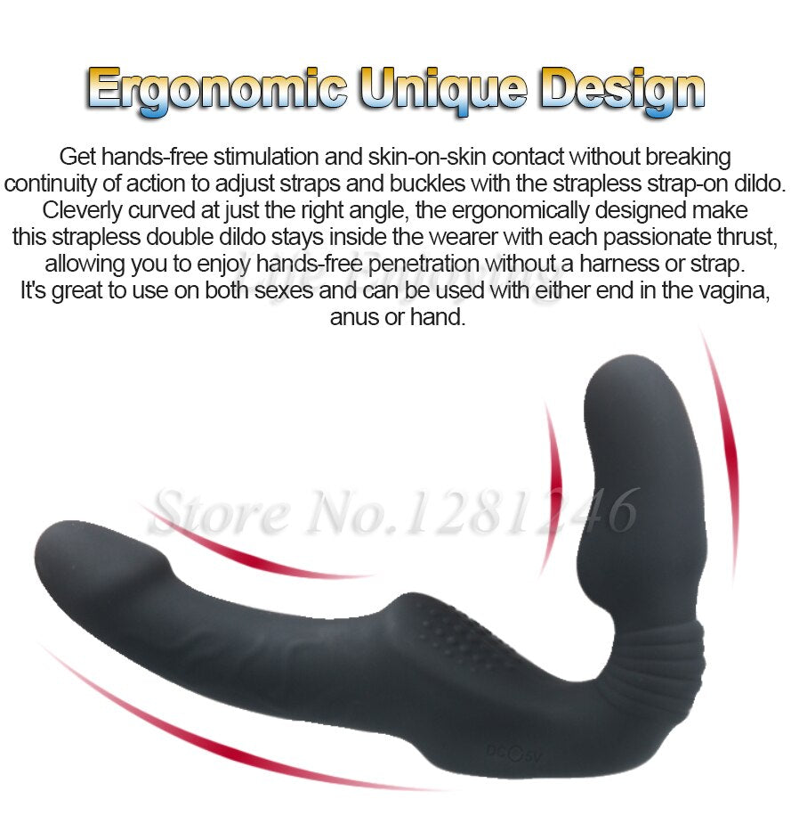 Strapless Strap-on Dildo Vibrator for Couples Strapon for Lesiban Wireless Remote Control Double-Heads Vibrator Adult Sex Toys - buysextoyth