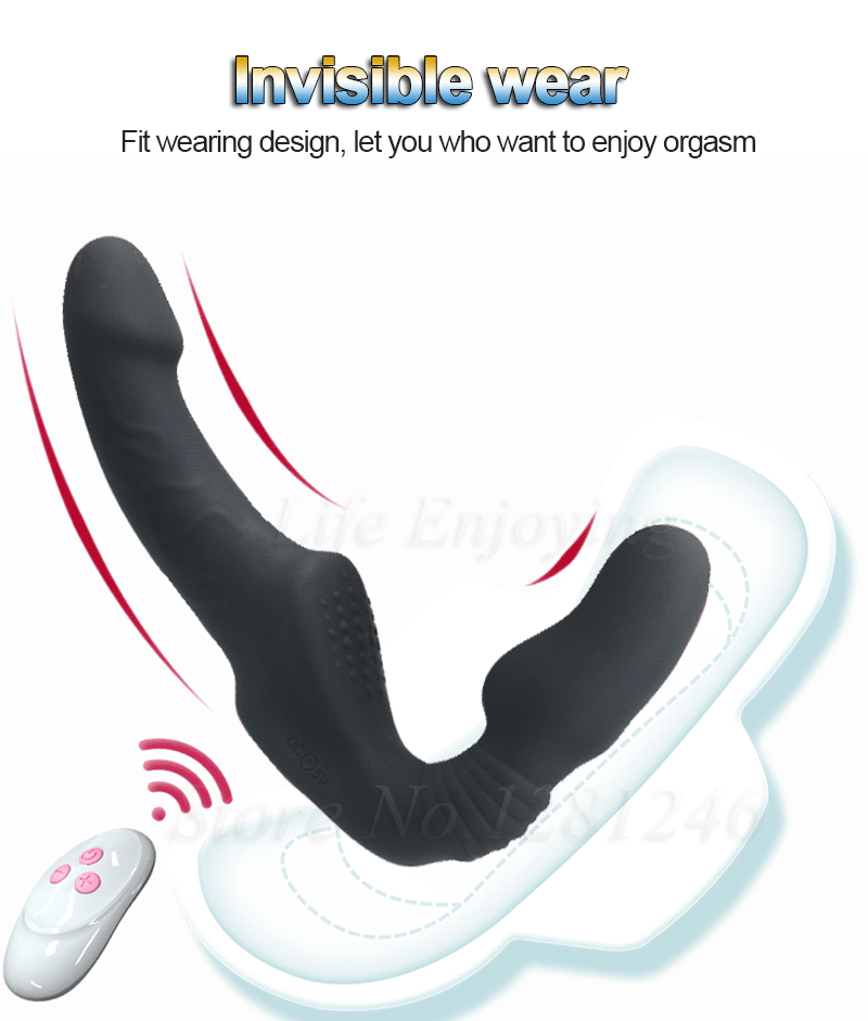 Strapless Strap-on Dildo Vibrator for Couples Strapon for Lesiban Wireless Remote Control Double-Heads Vibrator Adult Sex Toys - buysextoyth