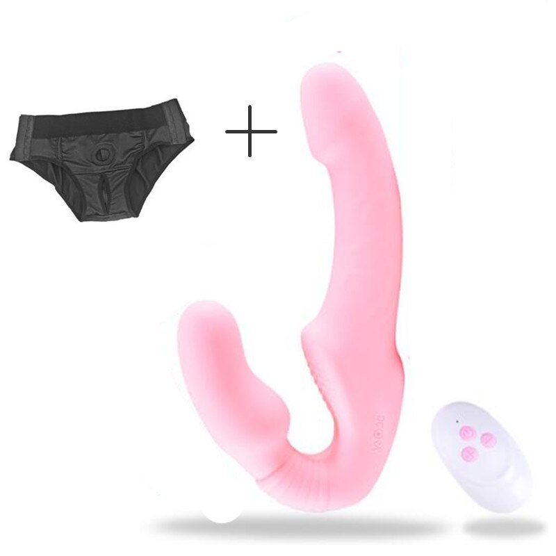 Strapless Strap-on Dildo Vibrator for Couples Strapon for Lesiban Wireless Remote Control Double-Heads Vibrator Adult Sex Toys - buysextoyth